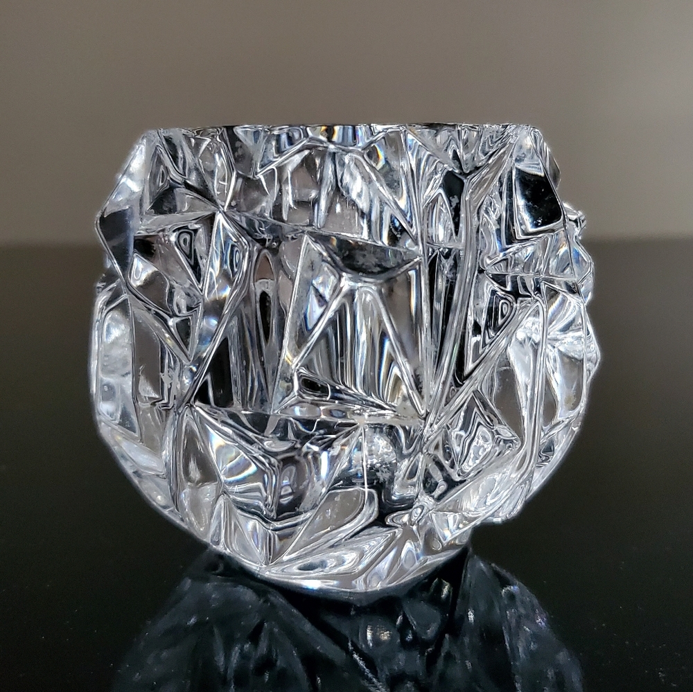 TIFFANY & CO. Rock Cut German Crystal 3" Tealight Votive Holder EUC - Picture 7 of 9